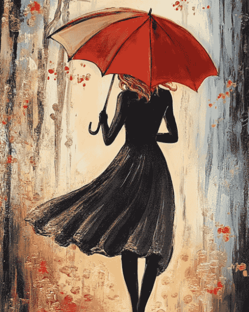 Vintage Umbrella Lady Diamond Painting