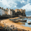 Wales Tenby Harbour Landscape Diamond Painting