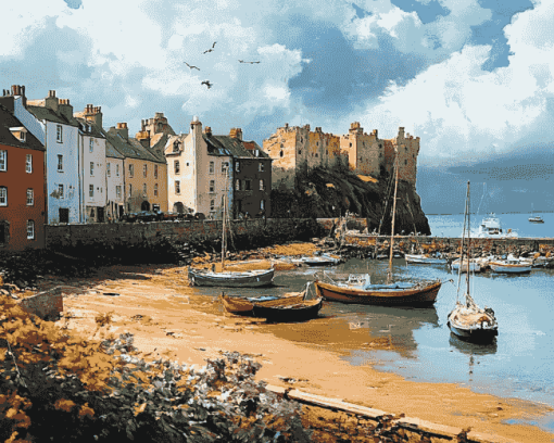 Wales Tenby Harbour Landscape Diamond Painting