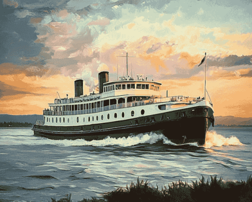 Washington Ferry Seascape Diamond Painting