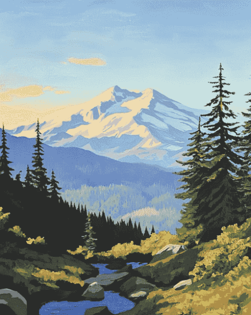 Washington Mountain Scenery Diamond Painting