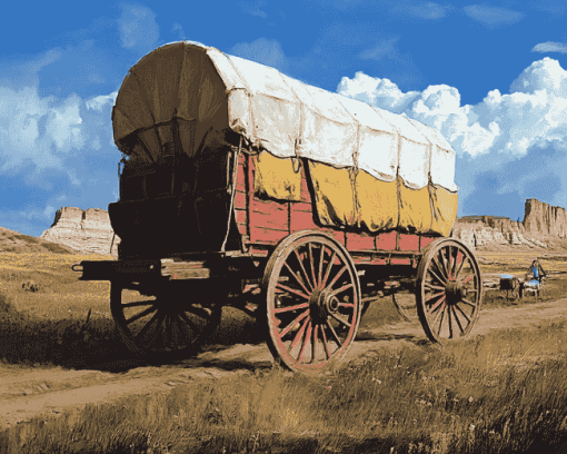 Western Wagons in Motion Diamond Painting