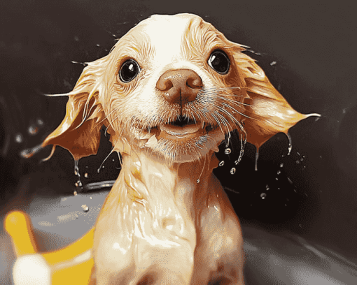 Wet Dog Delight Diamond Painting