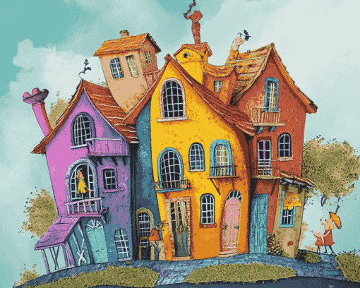 Whimsical Cartoon House Diamond Painting