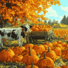 Whimsical Wagon Cows Diamond Painting