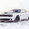 White Dodge Hellcat Muscle Car Diamond Painting