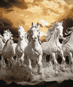 White Horses Elegance Diamond Painting