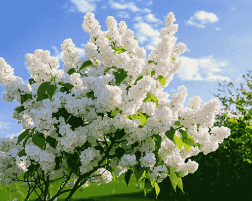 White Lilac Blossom Diamond Painting