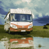 White Motorhome Engine Art Diamond Painting