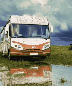 White Motorhome Engine Art Diamond Painting