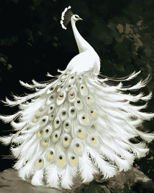 White Peacock Fantasy Diamond Painting