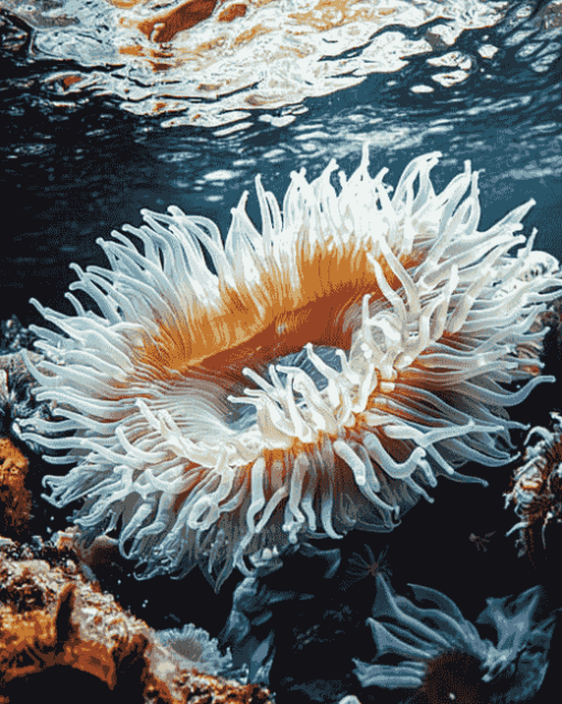 White Sea Anemone Ocean Life Diamond Painting