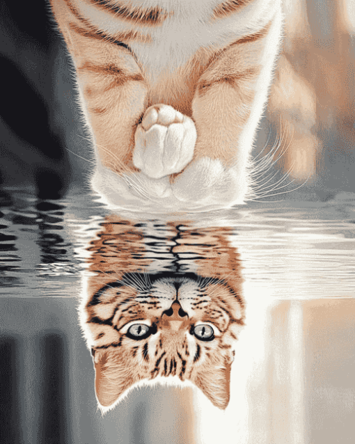 Wild Cats Reflection Diamond Painting