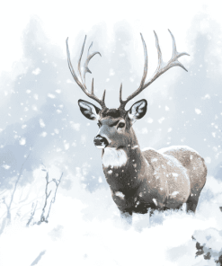 Winter Deer in Snow Diamond Painting