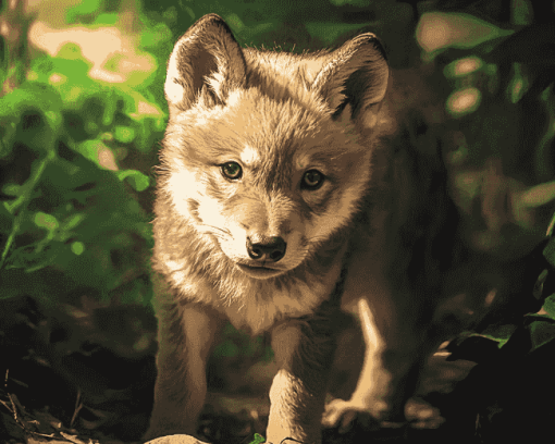 Wolf Cubs Wildlife Diamond Painting