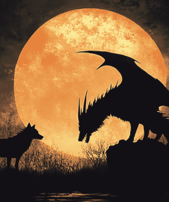 Wolf Dragon Silhouette Diamond Painting