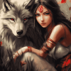 Wolf and Woman Diamond Painting