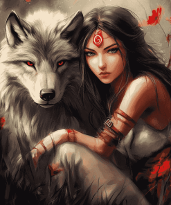 Wolf and Woman Diamond Painting