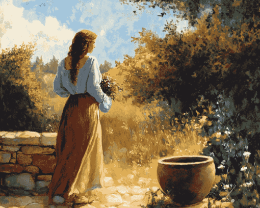 Woman At The Well Vintage Diamond Painting