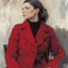 Woman In Red Coat Diamond Painting