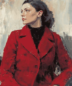 Woman In Red Coat Diamond Painting