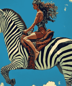 Woman Riding Zebra Diamond Painting