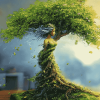 Woman Tree Fantasy Diamond Painting