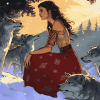Woman and Wolves Animation Diamond Painting