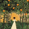 Woman in Vintage Orange Grove Diamond Painting