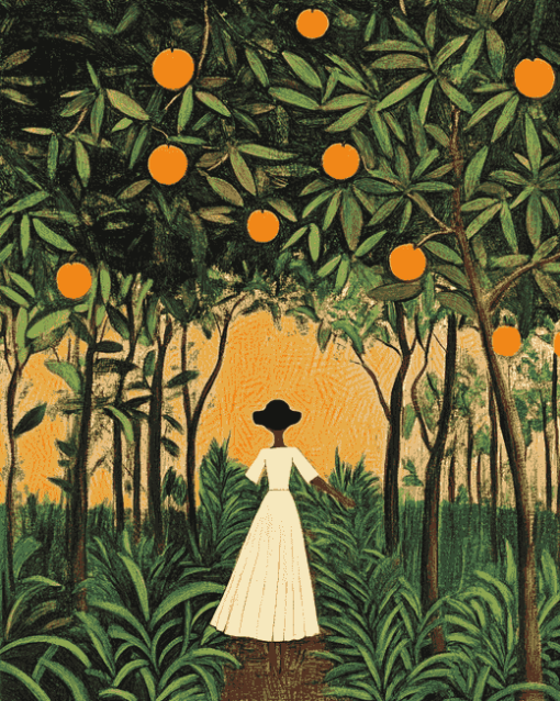 Woman in Vintage Orange Grove Diamond Painting