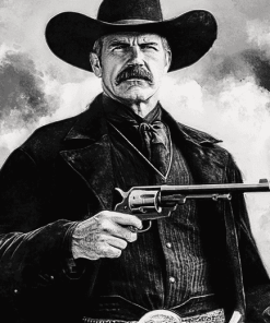 Wyatt Earp Black and White Diamond Painting