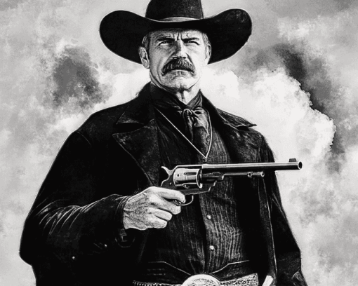 Wyatt Earp Black and White Diamond Painting