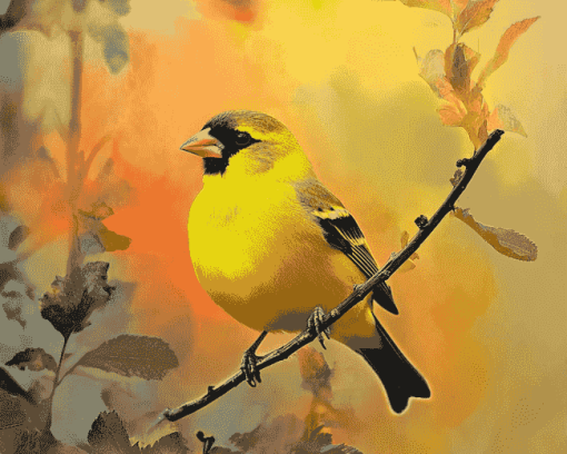 Yellow Finches Bird Diamond Painting