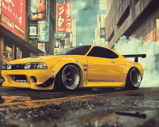 Yellow JDM Car Style Diamond Painting