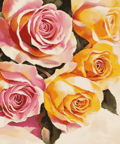 Yellow and Pink Rose Blossoms Diamond Painting