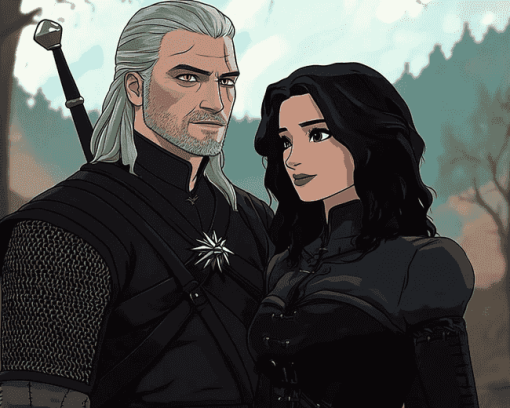 Yennefer and Geralt in The Witcher Diamond Painting